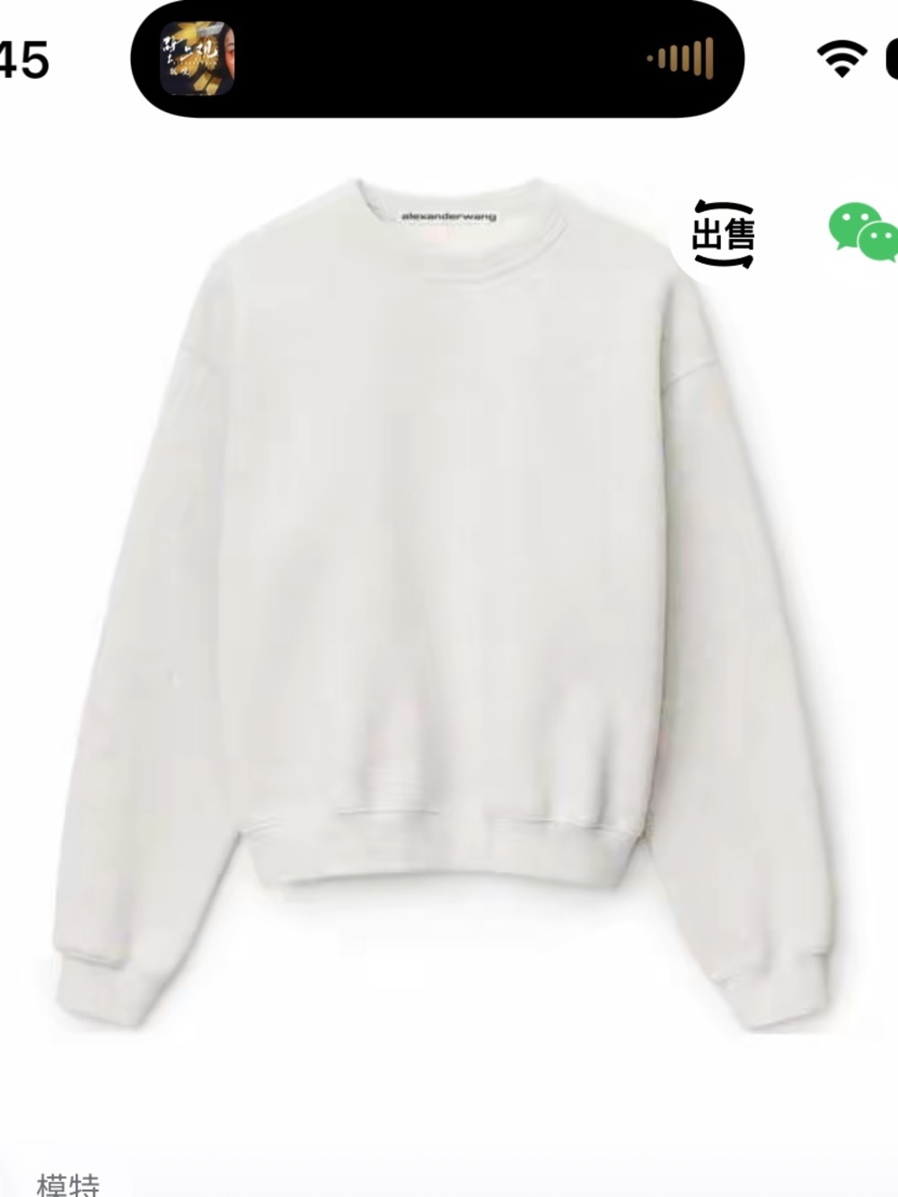 Alexander Wang Light Cream Ribbed Crewneck Sweatshirt